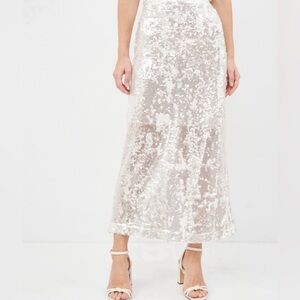 Zara White Sequin Skirt XS
